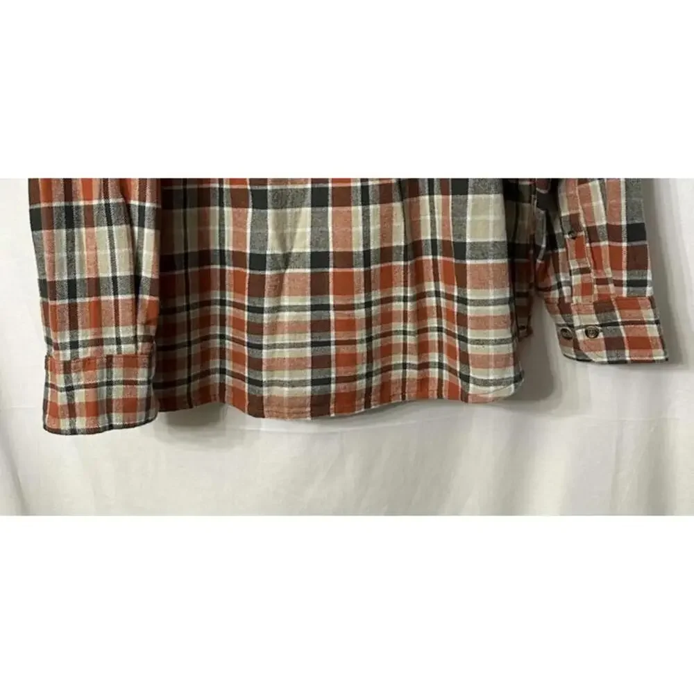 NWT Eddie Bauer Mens Long Sleeve Clay Cotton Plaid Button Flannel Shirt Size 2XL